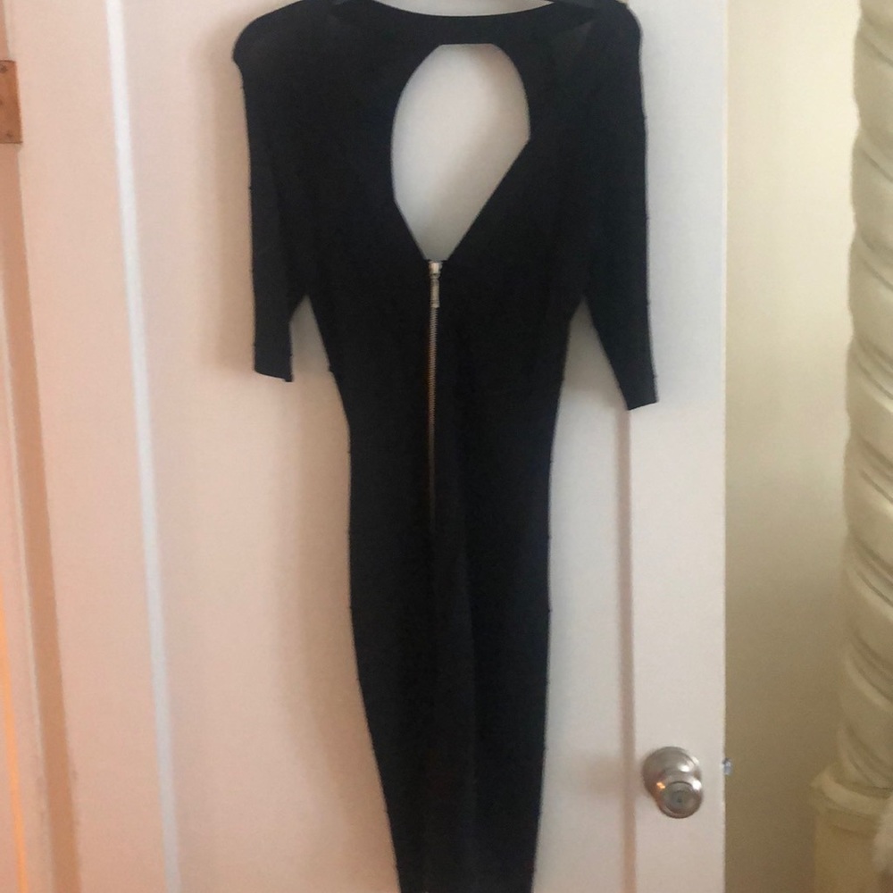 Black dress zipper front Lycra keyhole back